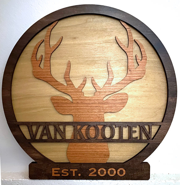 15 inch Round Name Sign with Deer