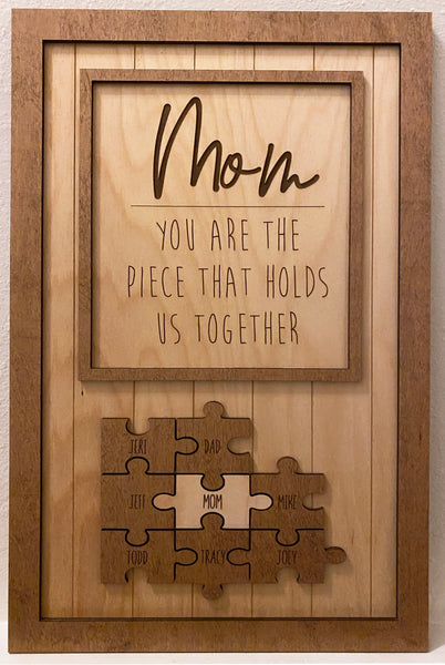 Personalized Puzzle Piece Sign for Mom