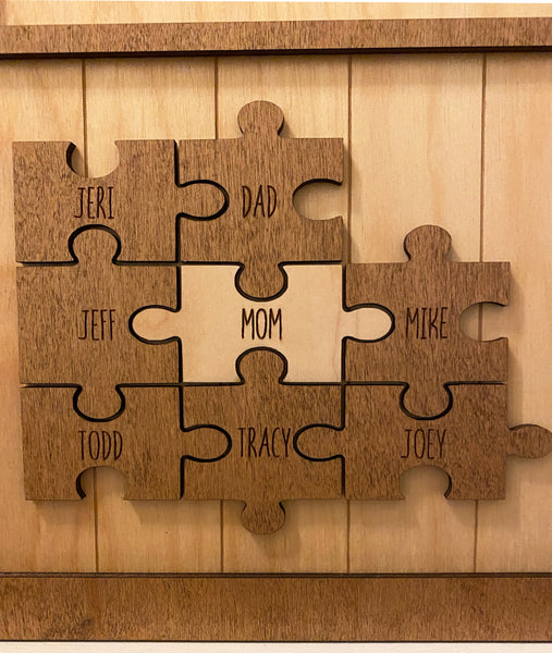 Personalized Family Puzzle Sign for Mom