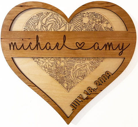 Personalized Wood Bohemian Heart