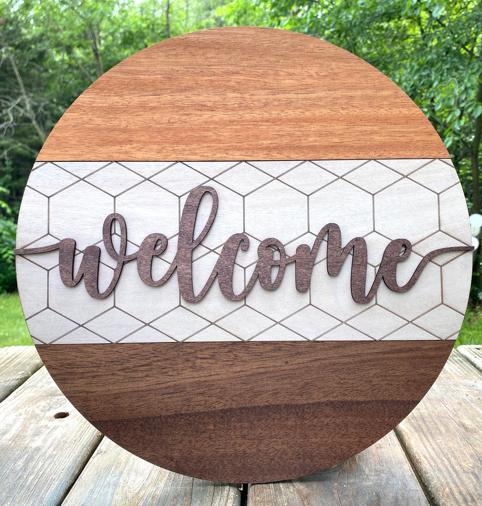 15 inch Round Welcome Sign – Backwoods Laser LLC